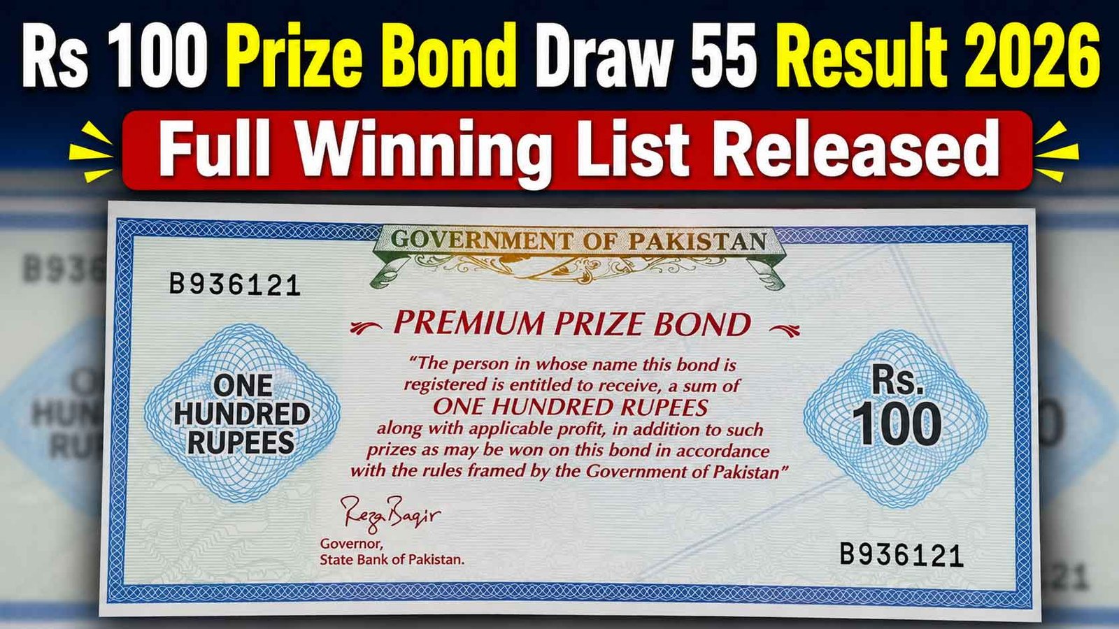 Rs 100 Prize Bond Draw 55 Result 2026 Out Winning List August 17