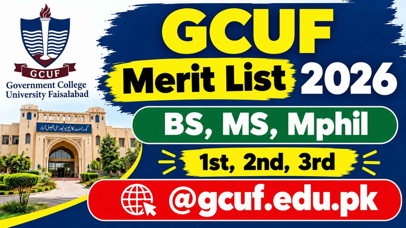 GCUF Merit List 2026 2027